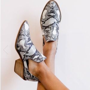 Snakeskin Cutout Ankle Booties